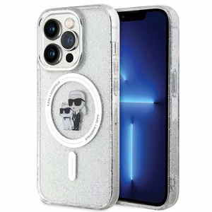 Karl Lagerfeld Karl&Choupette Glitter MagSafe Suojakuori iPhone 15 Pro:lle - läpinäkyvä