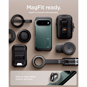 Spigen Tough Armor Mag MagSafe -suojakuori Google Pixel 11 Pro -mallille, tummanvihreä