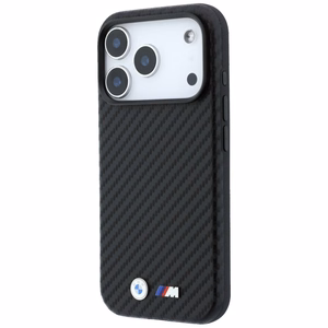 BMW suojakuori laitteelle iPhone 18 Pro Max / 17 Pro Max: (Carbon Metal Logo), MagSafe-yhteensopiva, väri: musta
