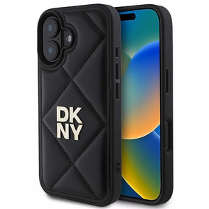 DKNY Quilted Stack Logo iPhone 16:lle Suojakuori - Musta