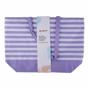 Alpina raidallinen rantalaukku, 49.3 × 16 × 34 cm, violetti ja valkoinen
