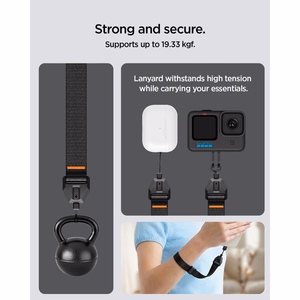 Spigen yleismallinen säädettävä puhelimen rannehihna, musta