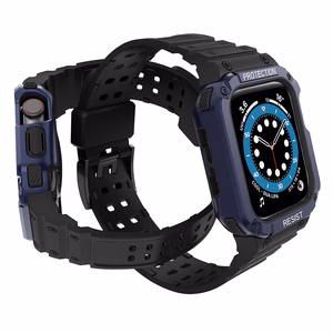 Protect Strap Band for Apple Watch 38/40/41mm Armored Case Strap - musta, sininen