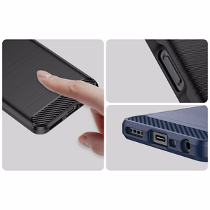 Carbon Case suojakuori Realme 10 5G / Realme 9i 5G:lle joustava silikoninen hiilikuitukuori musta