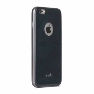 Moshi iGlaze Napa -hybridisuojakuori vegaaninahkaisella taustalla iPhone 6s Plus / 6 Plus -laitteelle, Midnight Blue -värinen