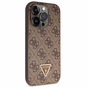 Guess GUHCP14LP4TDSCPW Suojakuori iPhone 14 Pro:lle - ruskea Crossbody 4G Metal Logo