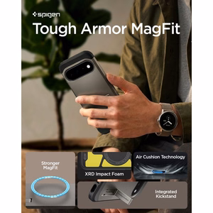 Spigen Tough Armor Mag MagSafe -suojakuori Google Pixel 11 -mallille, tummanharmaa