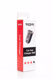 SEEK TOTI 30W Type-C + USB-A auton pikalaturi, musta