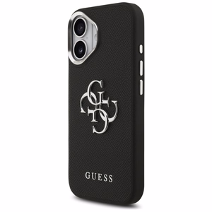 Guess Grained Big 4G Classic Logo Suojakuori iPhone 17:lle - Musta