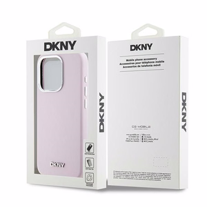 DKNY Liquid Silikoninen Small Metal Logo MagSafe Suojakuori iPhone 14 Pro:lle - vaaleanpunainen