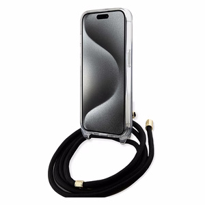 Guess Crossbody Cord 4G Print -suojakuori iPhone 15 Pro Maxille - musta