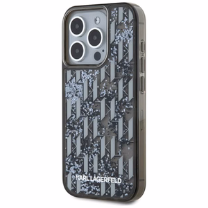 Karl Lagerfeld Liquide Glitter Monogram Gradient Suojakuori iPhone 15 Pro Max:lle - musta