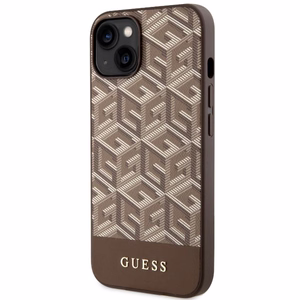 Guess GUHMP14MHGCFSEW iPhone 14 Plus 6.7 ruskea/ruskea suojakuori GCube Stripes MagSafe