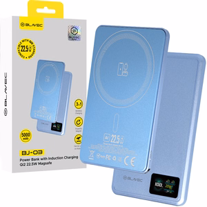 Blavec BJ-03 5000 mAh erittäin ohut magneettinen MagSafe-varavirtalähde, 7,8 mm, USB-C, 22,5 W, 3-in-1 (PBBJ03-MC5LB) (väri: vaaleansininen; alumiinirunko)