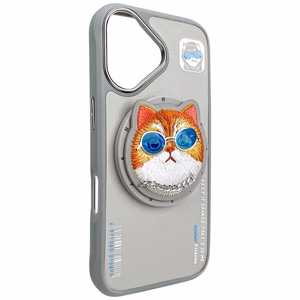 Nimmy Glasses Cool Cat MagSafe Suojakuori iPhone 16:lle - harmaa