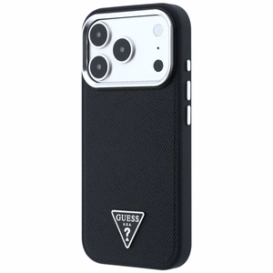 Guess Grained Triangle Logo MagSafe-suojakuori iPhone 17 Pro / 18 Pro -malleille, musta