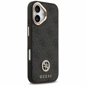 Guess 4G Strass Logo & Big Strap Metal Buttons MagSafe Suojakuori iPhone 17:lle musta