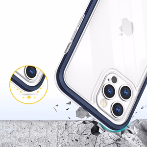 Kirkas 3in1 tapauksessa iPhone 12 Pro Max sininen kehys geeli kansi