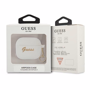 Guess GUA3LSCHSH AirPods 3:n suojus valkoinen/valkoinen Silikoni Charm Heart Collection -mallisto