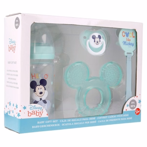 Mickey Mouse Cool -vauvan setti: 240 ml:n tuttipullo, anatominen tutti, purulelu ja tuttipidike