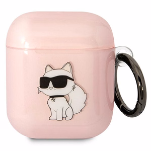 Karl Lagerfeld KLA2HNCHTCP vaaleanpunainen suojus AirPods 1/2:lle Ikonik Choupette