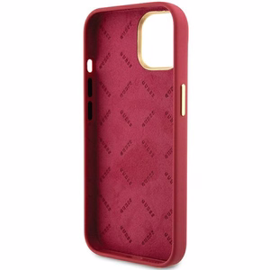 Guess Silikoninen Script Metal Logo & Frame Suojakuori iPhone 15:lle - punainen