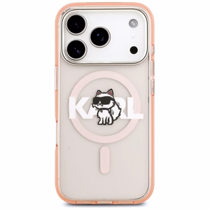 KARL LAGERFELD suojakuori iPhone 17 Pro MagSafe-yhteensopiva (KLHMP17LHGCHGKBP, IML Choupette Sketch Logo) pinkki