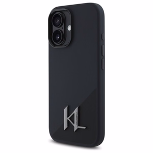 Karl Lagerfeld Silikoninen Shadow Metal Initial MagSafe Suojakuori iPhone 16:lle - musta