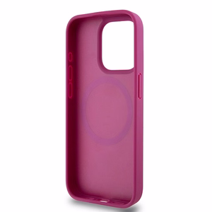 DKNY Nahkainen Monogrammi-kuvio Metallinen Logo MagSafe Suojakuori iPhone 15 Pro:lle - vaaleanpunainen