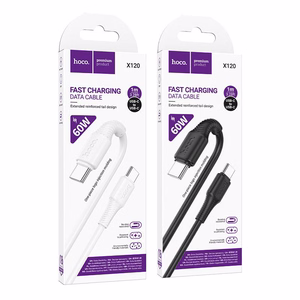 Kaapeli USB-C - USB-C Hoco 3A 60W 1 m X120 musta