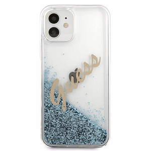 Guess GUHCP12SGLVSBL iPhone 12 mini 5.4" sininen/sininen kovakotelo Glitter Vintage Script Glitter Vintage Script