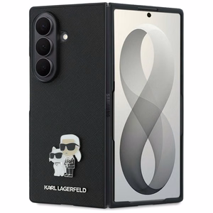 Musta Karl Lagerfeld Saffiano Karl & Choupette Pin -suojakuori Samsung Galaxy Z Fold8 Ultra -puhelimelle