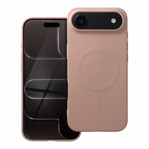 Silikoninen Mag Cover iPhone 17 AIR:lle MagSafe-yhteensopiva (iso reikä) vaaleanpunainen