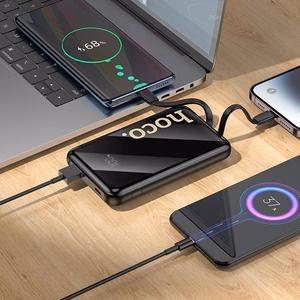 Hoco Q37 -varavirtalähde 10000 mAh QC PD 22,5W sisäänrakennetuilla kaapeleilla USB-C + Lightning, musta