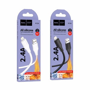 Silikoninen kaapeli USB-A Lightning Hoco 2,4A 1 m X124 musta