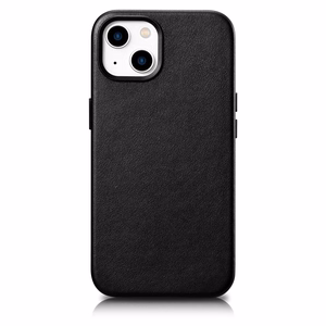 iCarer Case Nahkakotelo iPhone 14 Plus -puhelimelle aito nahkakotelo musta (yhteensopiva MagSafe)