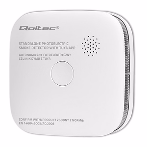 Qoltec 52579 Langaton savunilmaisin akulla | Tuya | Wi-fi | anturin käyttöikä 10 vuotta | hälytys 85dB | LED