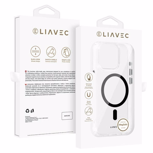 Liavec Glossy Magsafe läpinäkyvä suojakuori iPhone 13 Pro:lle musta
