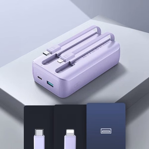 Joyroom JR-PBC07 20000mAh 30W mini-virtapankki USB-C- ja Lightning-kaapeleilla - violetti