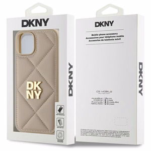 DKNY Quilted Stack Logo Suojakuori iPhone 14:lle - beige