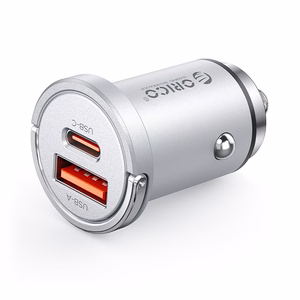 Orico MiniRing Pro 45W USB-A + USB-C autolaturi - hopeinen