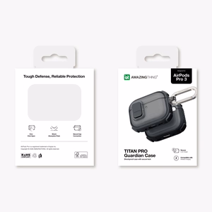 AmazingThing Titan Pro Mag Case Clear Suojakuori AirPods Pro 3 -kuulokkeille - musta