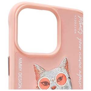 NIMMY Suojakuori GLASSES COOL CAT iPhone 15 Pro Max:lle vaaleanpunainen
