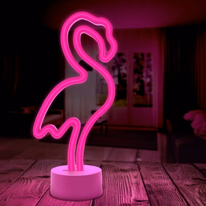 Neon LED jalustalla FLAMINGO vaaleanpunainen USB-C FSC-11 Forever Light