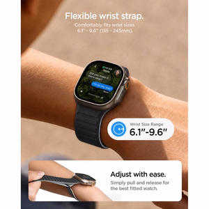 Spigen Athlex Air M -ranneke Apple Watch 44 / 45 / 46 / 49 mm -malleille, musta ja harmaa