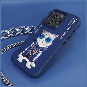 NIMMY Suojakuori GLASSES COOL CAT iPhone 15 Pro:lle sininen