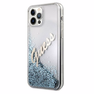 Guess GUHCP12LGLVSBL iPhone 12 Pro Max 6.7" sininen/sininen kovakotelo Glitter Vintage Script Glitter Vintage Script