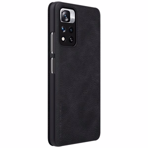Nillkin Qin Asia Asia Xiaomi Redmi Note 11 Pro + (Kiina) / Redmi Note 11 Pro (Kiina) / Mi11i HyperCharge Camera Protector Holster Cover Flip Case Musta