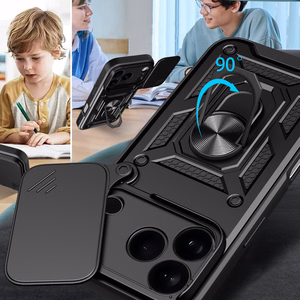 Hybrid Armor Camshield Suojakuori jalustalla ja kameran suojuksella iPhone 17 Pro:lle - musta