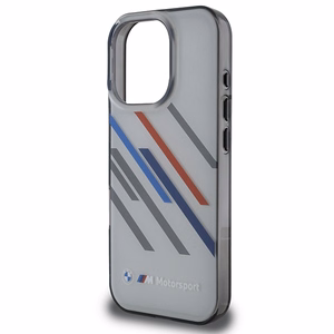 BMW Motosport IML Random Stripes Suojakuori iPhone 16 Pro:lle - harmaa
